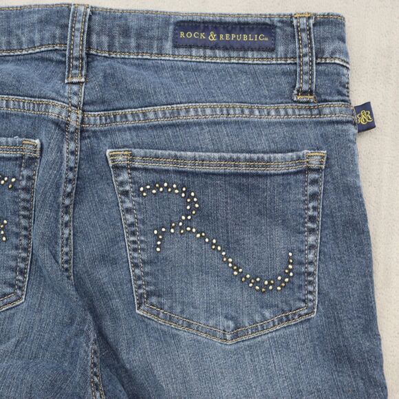 Rock & Republic Jeans Womens Berlin 6 32 Blue Pants Denim Low Rise Stretch - Picture 15 of 16